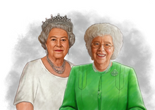 Load image into Gallery viewer, Colour with character - Woman drawn with the Queen   - Color drawing -drawings and portraits from your photos - drawking.com - Drawking