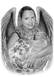 Black & White Portrait with Angel Wings