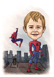 Color drawing as a character - Boy drawn as spriderman  - drawings and portraits from your photos - - drawking.com - DrawKing