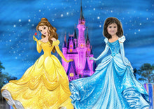 Load image into Gallery viewer, Color portrait with background - girl as princess outside disney castle - colour portrait - drawings and portraits from your photos - drawking.com - DrawKing
