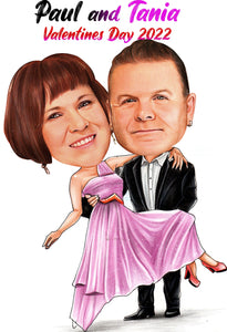 Colour caricature - Couple valentines style - drawings and portraits from your photos - drawking.com - DrawKing