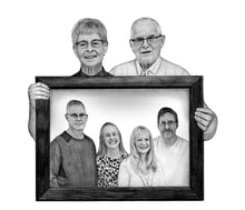 Load image into Gallery viewer, Black &amp; White &quot;frame within frame&quot; generations portrait
